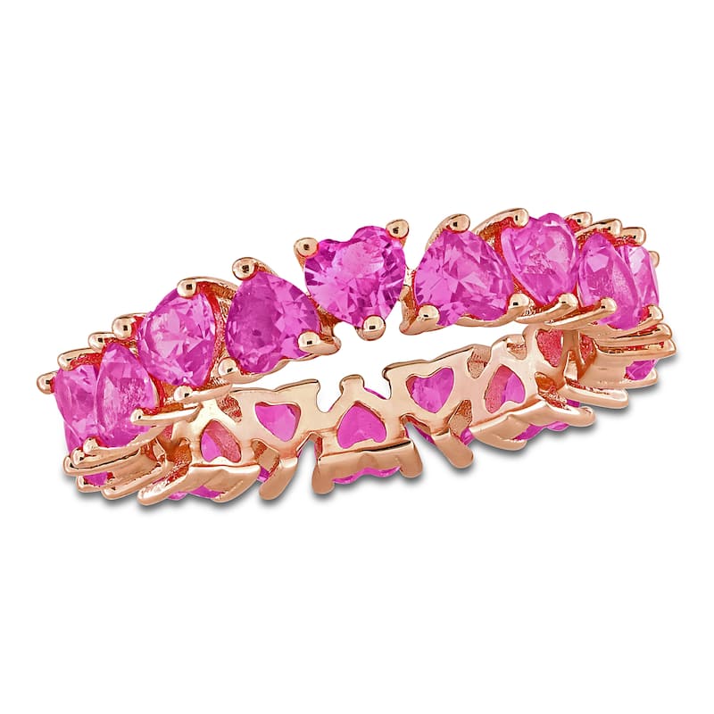 Miadora 4ct TGW Created Pink Sapphire Heart Eternity Ring in Rose Silver