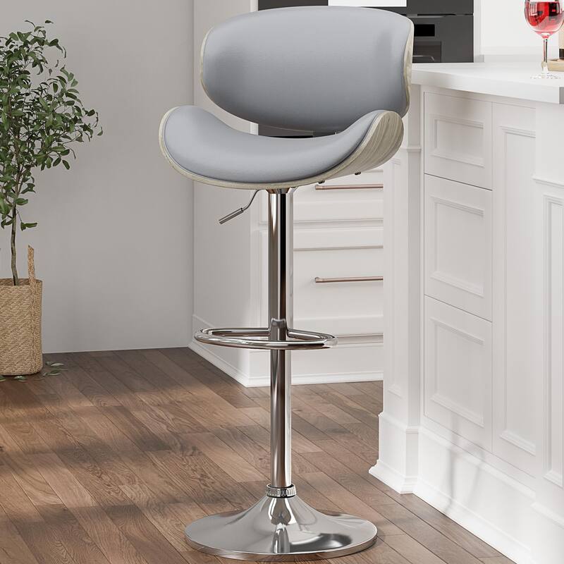 Bar Stools Modern Swivel Bar Chairs, Barstools Counter Height with Backrest for Bar, Kitchen, Dining Room - Grey