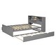 preview thumbnail 4 of 7, Wooden Full Size Pltaform Bed with Trundle, 3 Drawers, Upper Shelves