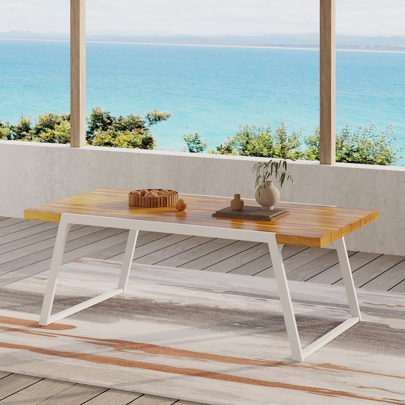 Gaylor Outdoor Acacia Wood Dining Table by Christopher Knight Home - Teak/White