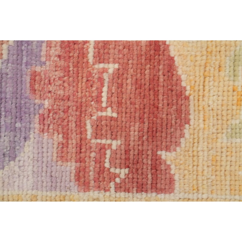 Hand Knotted Oriental 100% Wool Carpet Transitional Floral Purples Oushak Area Rug - 6' 8'' X 5' 1''