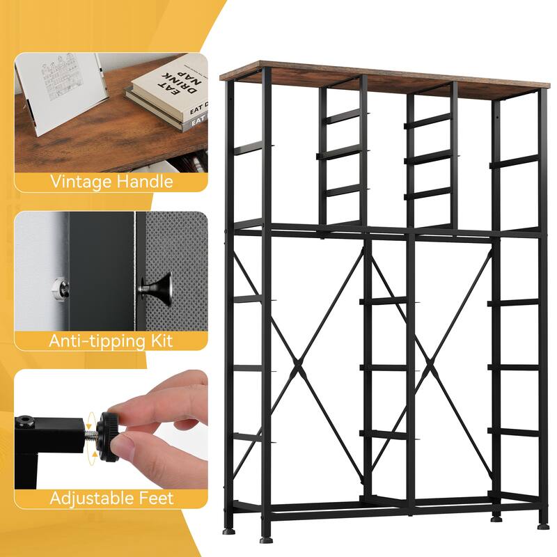 Moasis 16-drawer Dresser Chest with Metal Frame, Wood Tabletop