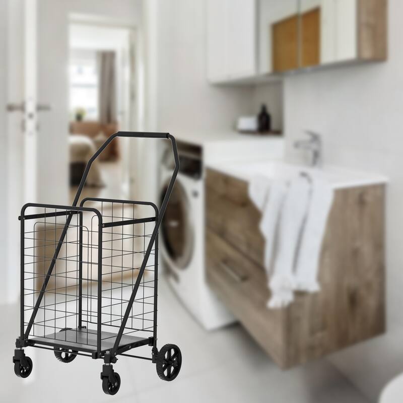 Shopping Cart with Shelf,Grocery Cart on Wheels