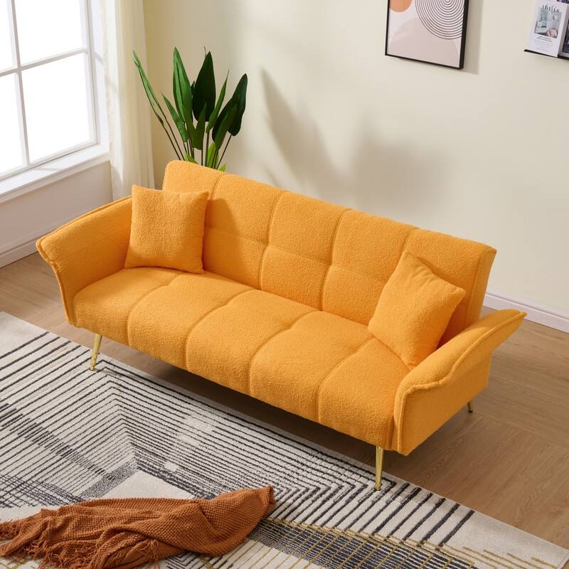 79.92" Teddy Velvet Upholstered Sofa Bed with Adjustable Back and Armrests