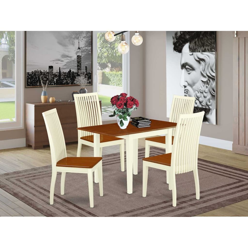 5-Piece Buttermilk and Cherry Solid Wood Top - Dining Room Set - Seats 4