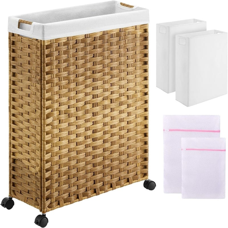 Laundry Hamper with Wheels - 19.7"L x 7.9"W x 27.6"H - Natural