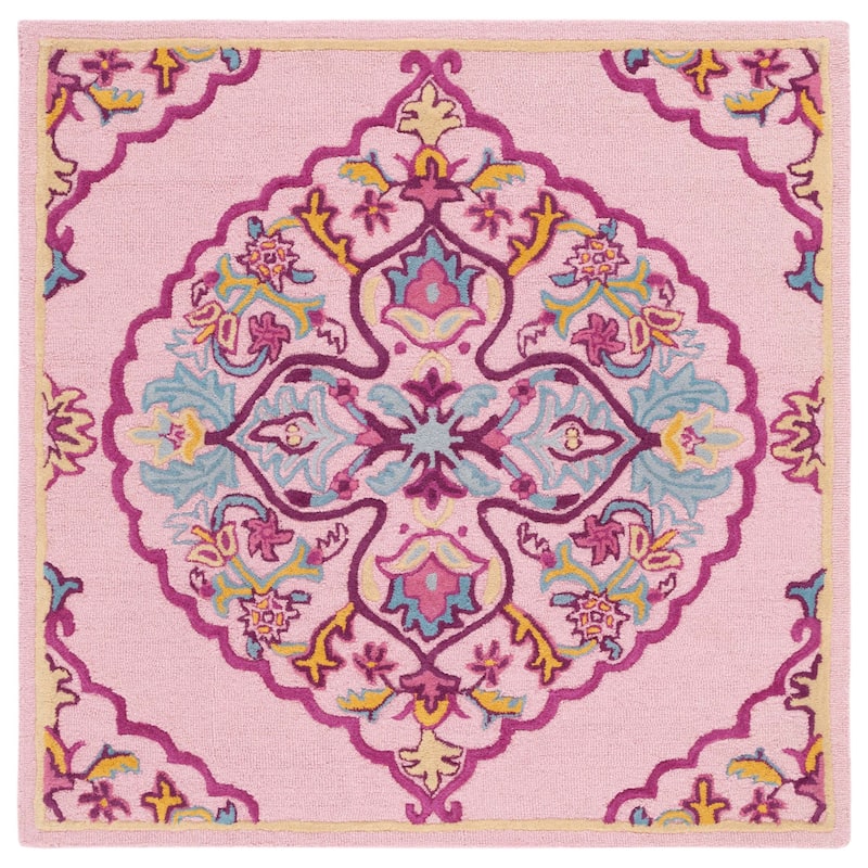 SAFAVIEH Handmade Bellagio Cailin Medallion Wool Rug - 5' Square - Pink/Multi