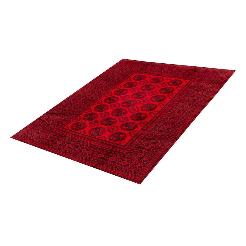 ECARPETGALLERY Hand-knotted Akhjah Red Wool Rug - 6'8 x 8'8