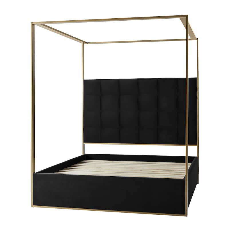 Milton Contemporary Upholstered Queen Size Canopy Bed by HULALA HOME