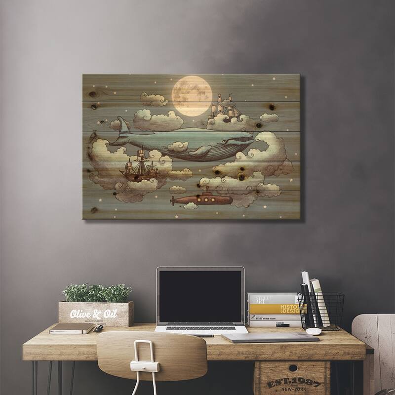 Ocean Meets Sky 1 Print On Wood by Terry Fan - Multi-Color