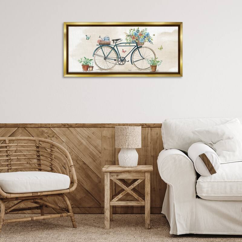 Stupell Garden Bicycle & Florals Framed Floater Canvas Wall Art Design By Nan