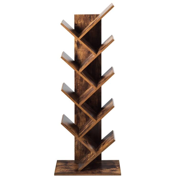8-Tier Tree Bookshelf for Living Room with Large Storage and Stability - 20" L x 11" W x 55" H