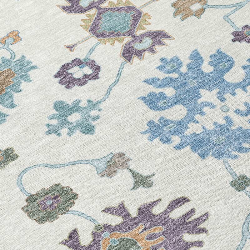 Machine Washable Indoor/ Outdoor Traditonal Delhi Chantille Rug