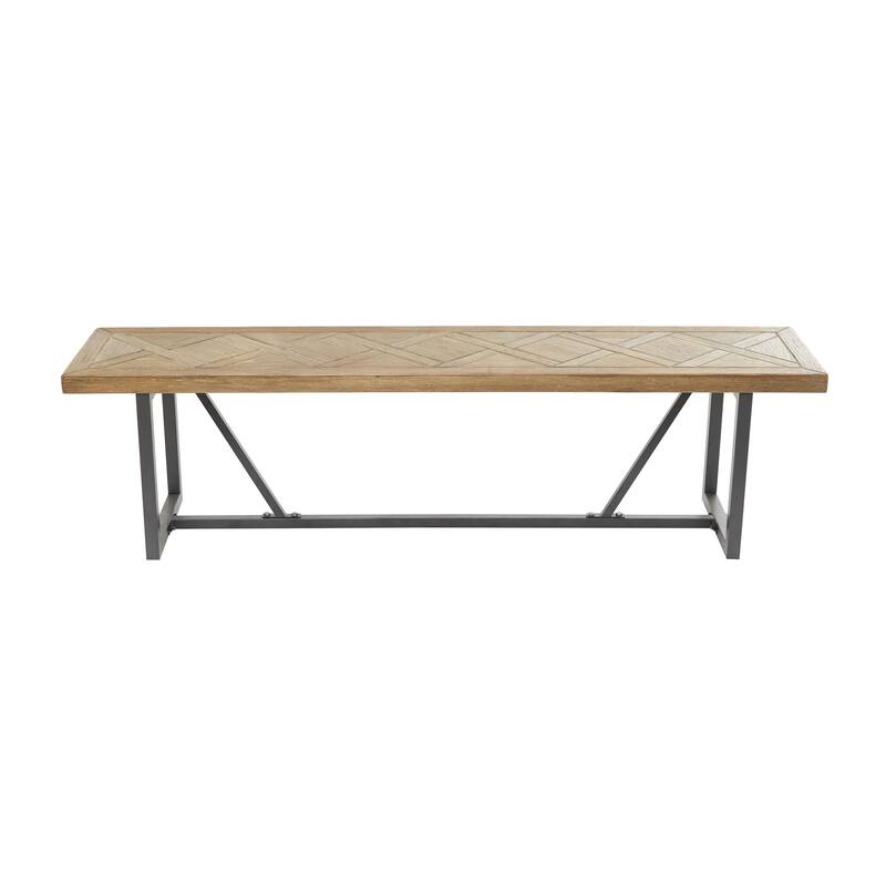 Wood Bench with Black Metal Base - Brown - Roche River Decor