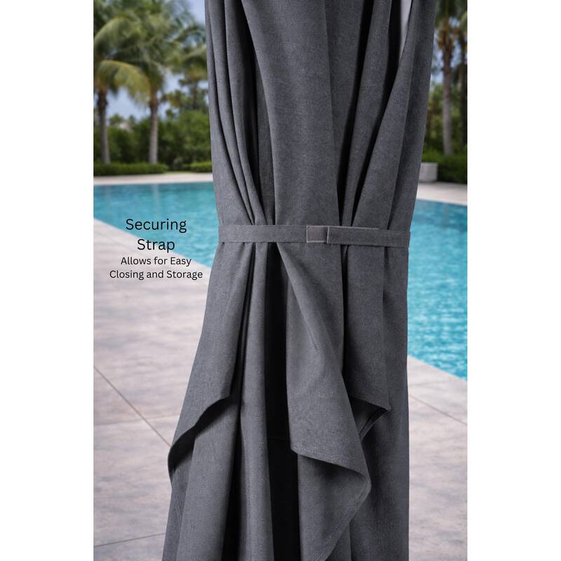 Piola Dark Grey 10 ft. Square Aluminum Patio Cantilever Smoke Grey Fabric Umbrella with Granite Base