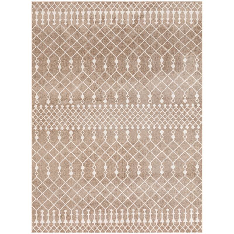 Nourison Astra Machine Washable Moroccan Area Rug - 4' x 6' - Taupe - Rectangle