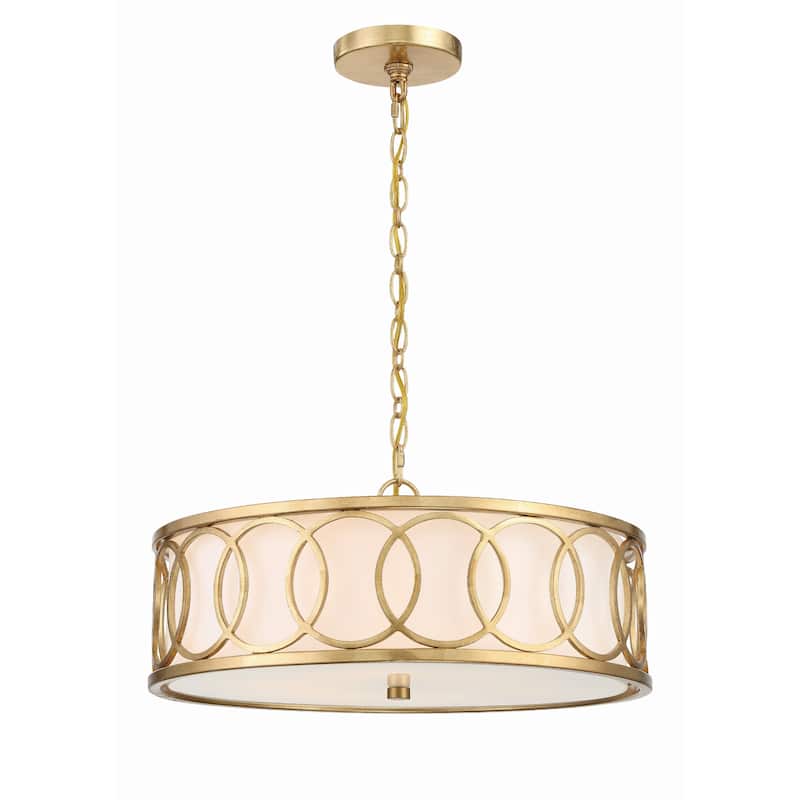 Libby Langdon for Crystorama Graham 6 Light Antique Gold Chandelier - 18"W x 8"H