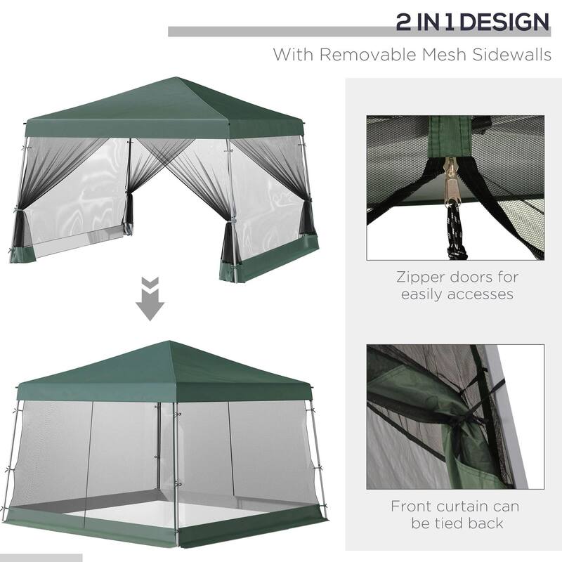 Slant Leg Pop Up Canopy Tent with Netting and Carry Bag, Sun Shelter