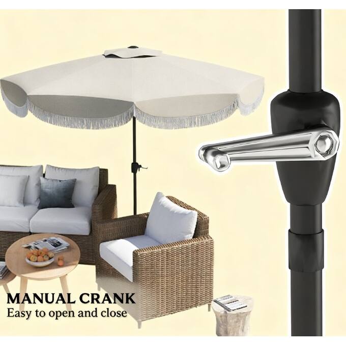 GDFStudio Outdoor Lysandra Polyester Patio Umbrella with Tiltable Canopy and Metal Pole