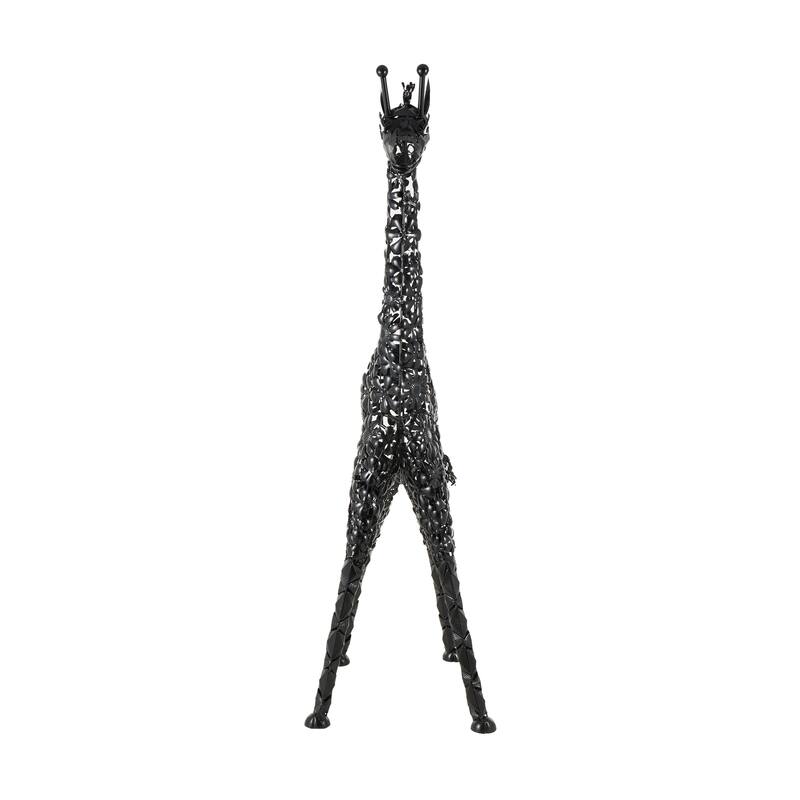 Metal Giraffe Indoor Outdoor Tall Garden Sculpture - Black - Roche River Decor