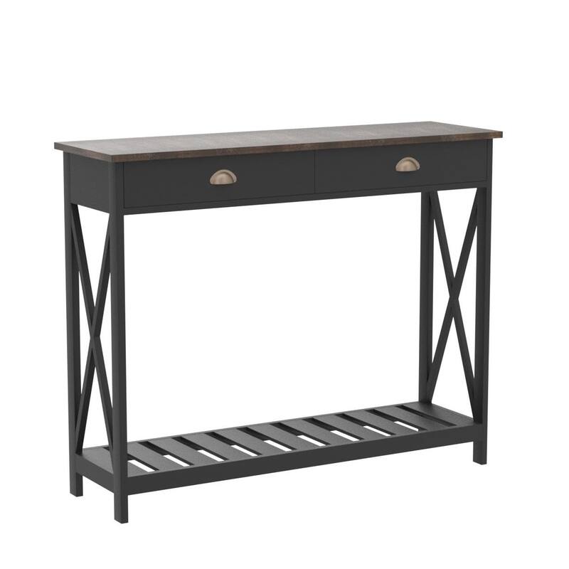 40" Farmhouse Console Table with Drawer for Entryway, Narrow Long Entry Table with Storage Shelf for Living Room