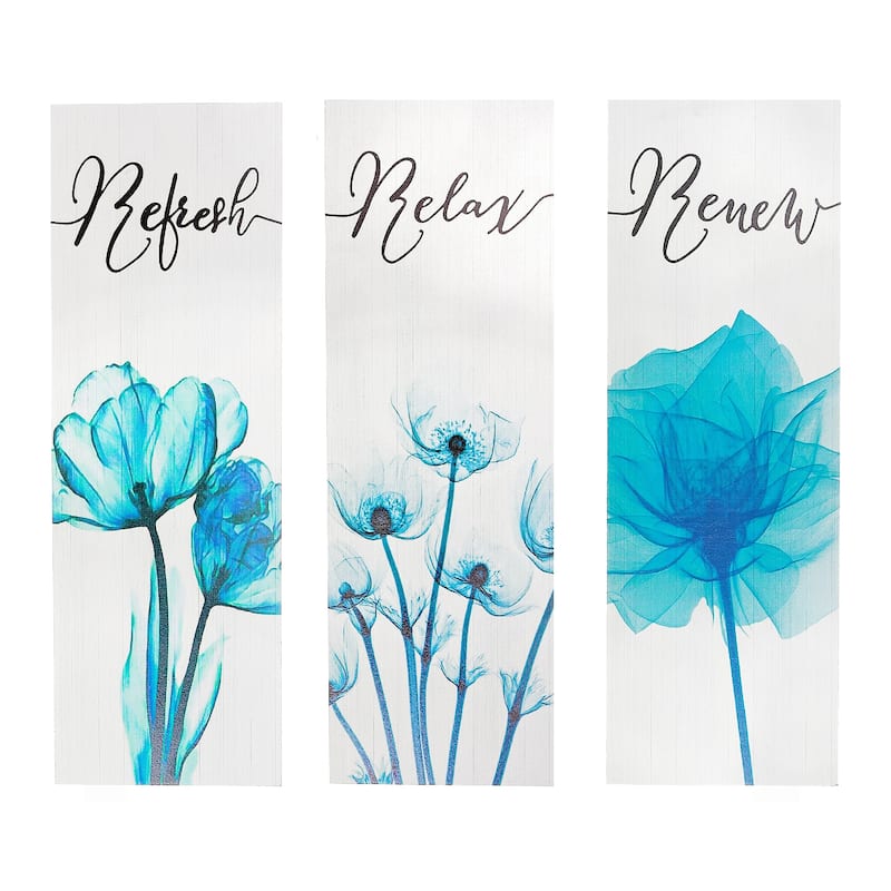 MDF Wall Sign Relax Renew Refresh - Set of 3