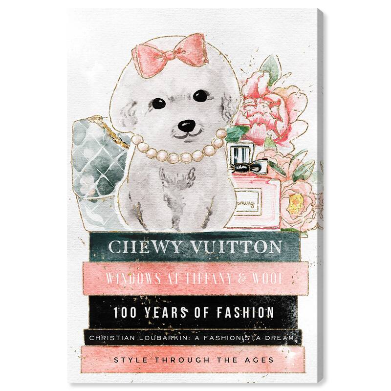 Wynwood Studio Canvas Animals Maltese on Fashion Books Orange and Salmon Glam Wall Art Canvas Print