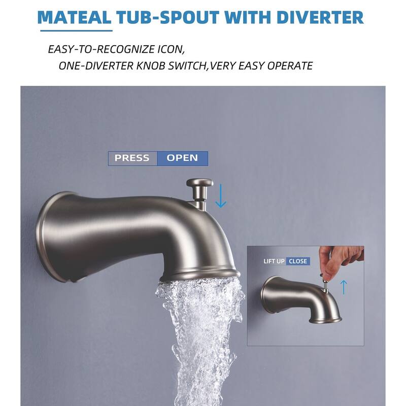 Complete Shower System with Tub Shower Faucet Set 5in Head Matte Black