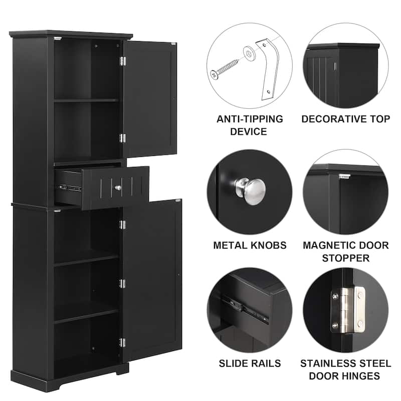Bathroom Floor Storage Cabinet, Grey Painted Finish Medicine Cabinet