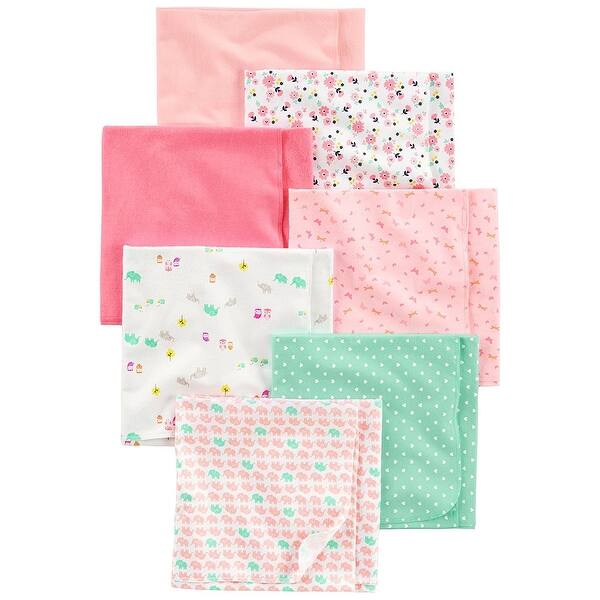 Simple Joys by Carter's Baby Girls' 7Pack Flannel Receiving Blankets Medium Bed Bath