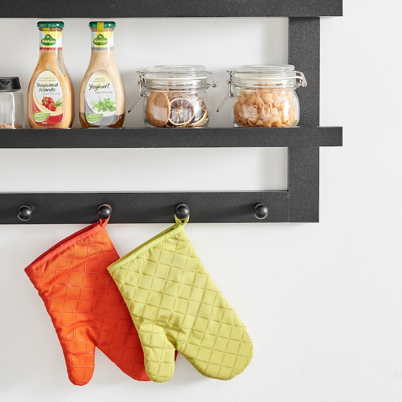 Danya B. 2-Tier Wall Shelf with 5 Hanging Hooks - Entryway or Bathroom