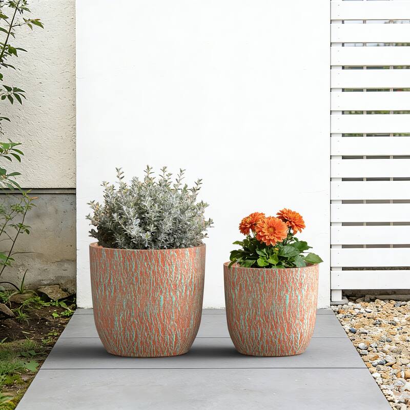 Upgraded Interior Concrete Tall Round Planter with Drainage Holes