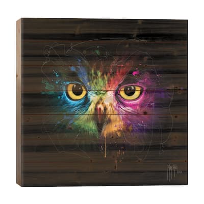 Pop Owl Print On Wood by Patrice Murciano - Multi-Color