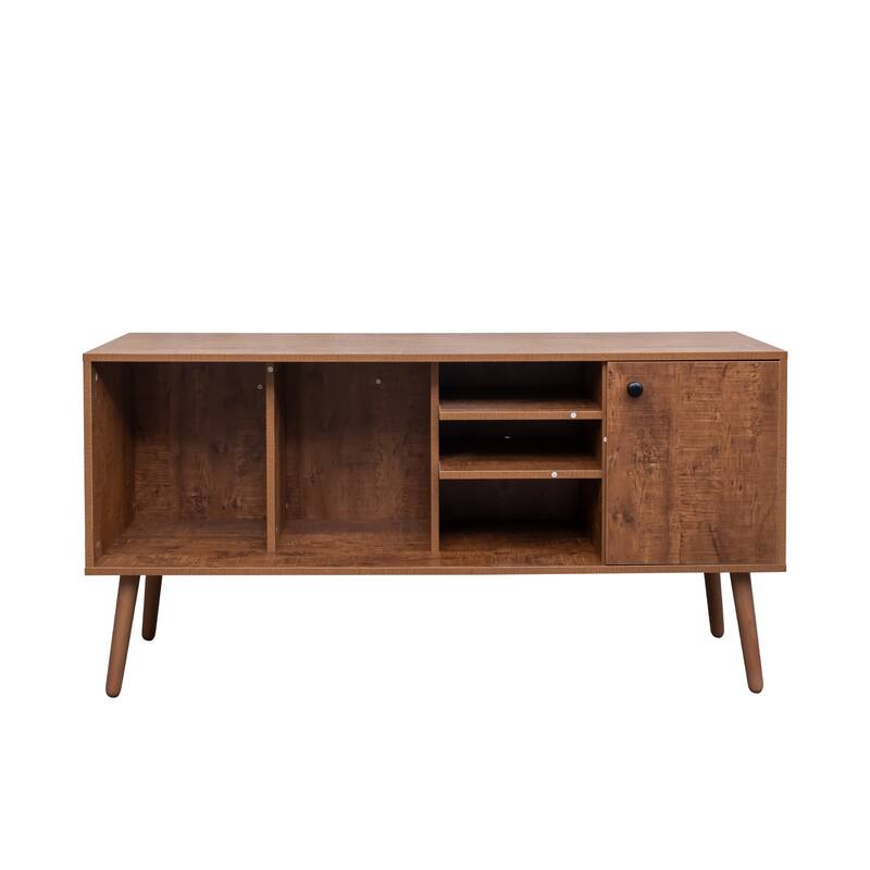 53" Modern TV Stand with Storage with 1 Cabinet and 3 Open Shelves