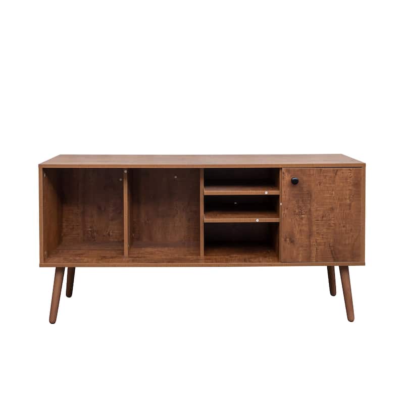 Woodem TV Stand with 1 Door & Open Storage Space