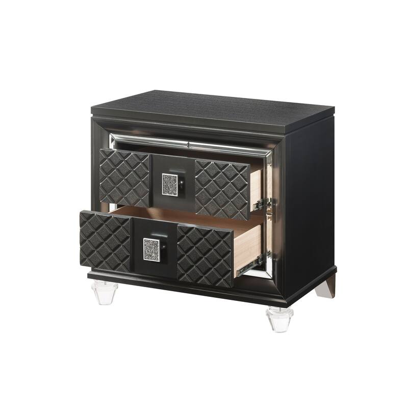 Modern Contemporary Wooden Nightstand with 2 Storage Drawers