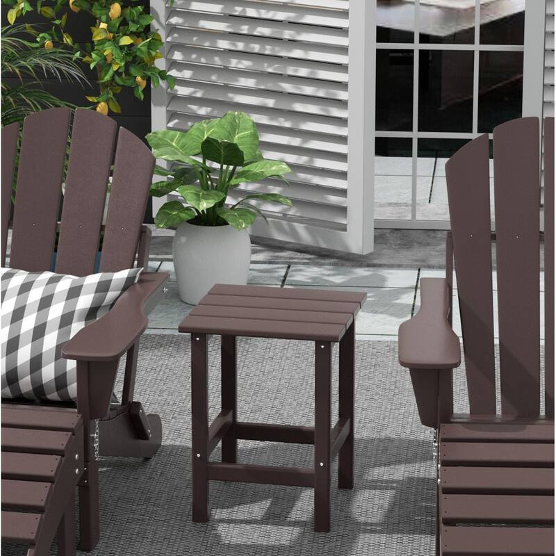 POLYTRENDS Laguna All Weather Poly Outdoor Side Table - Dark Brown
