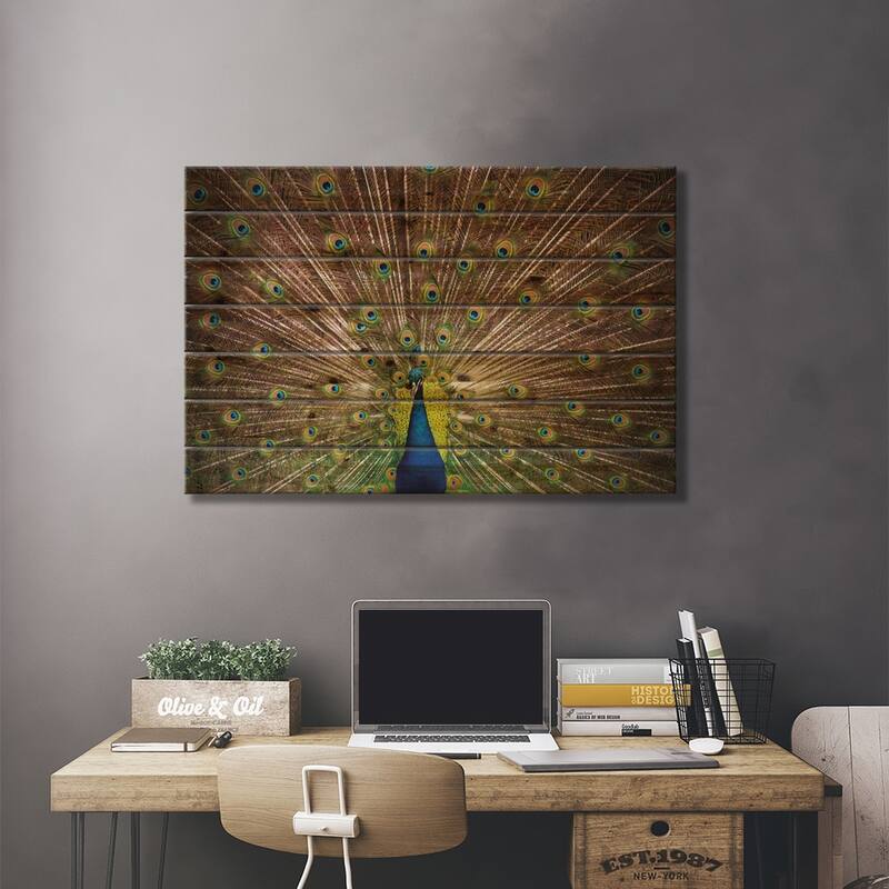 Proud as Peacocks II Print On Wood by Laura Marshall - Multi-Color