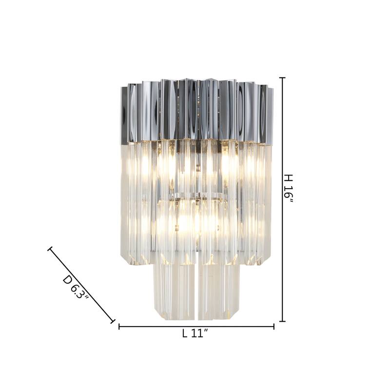 3-Light Chrome Stainless Steel Frame Wall Sconce