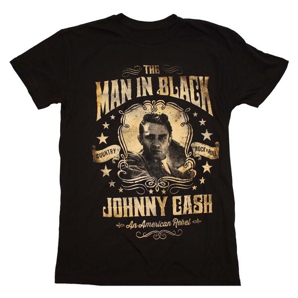 Shop Johnny Cash Portrait T-Shirt - Color - Black - Size ...