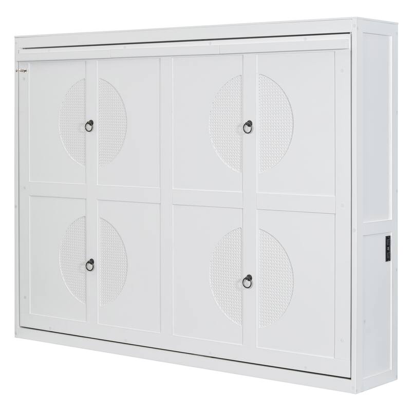 Roomfitters Queen Size Murphy Wall Bed with Flexible Slats and Folding Cabinet Design, Space Saving