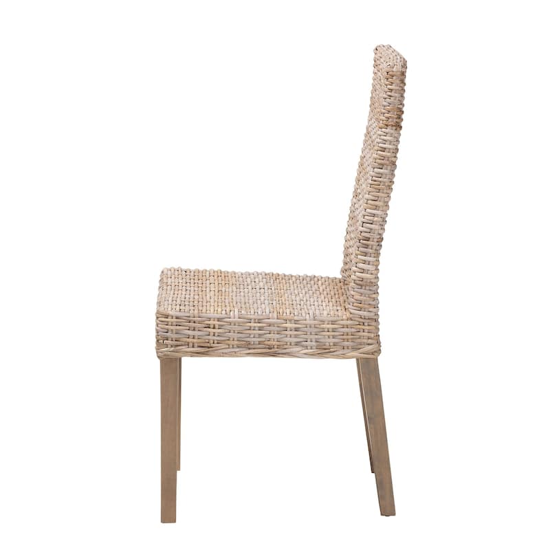bali & pari Nevina Bohemian Grey Kubu Rattan and Mango Wood Dining Chair