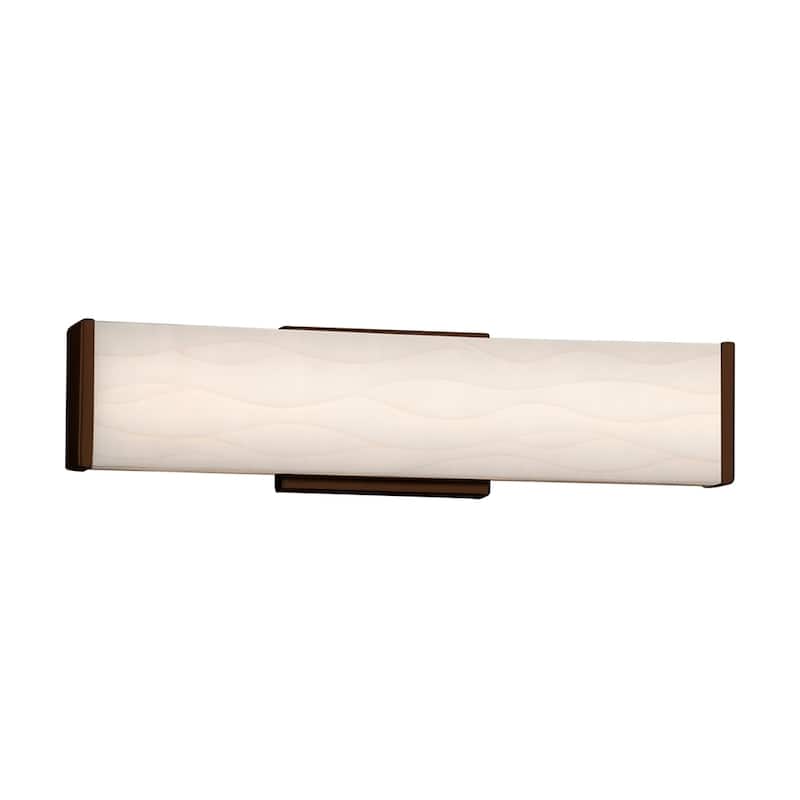 Justice Design Porcelina Latitude 19-inch Dark Bronze ADA LED Wall/ Bath Bar, Waves Shade