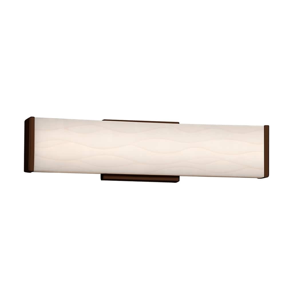 Justice Design Porcelina Latitude 19-inch Dark Bronze ADA LED Wall/ Bath Bar, Waves Shade
