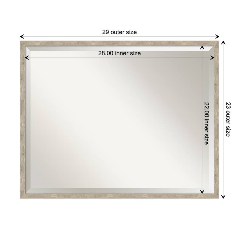 Imprint Beveled Wood Framed Bathroom Vanity Wall Mirror - Imprint Light Pewter - Glass Size 28x22