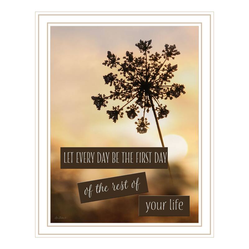 TrendyDecor4U Contemporary "The First Day" Framed Print Wall Art - White