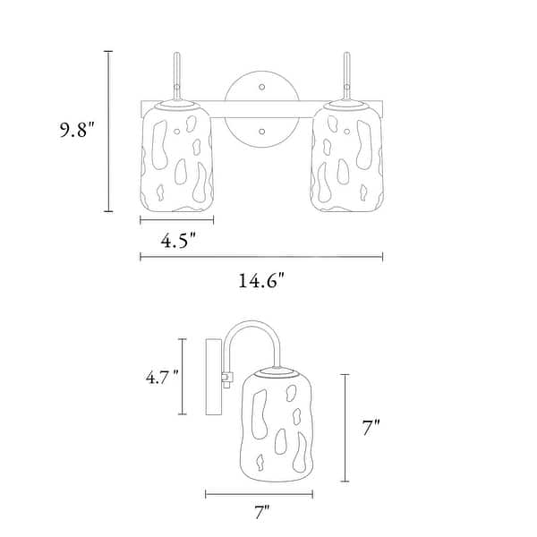 dimension image slide 0 of 2, Modern Gold 2/4-Light Bathroom Vanity Light Textured Glass Wall Sconce