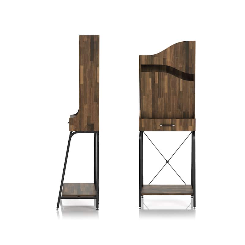 DH BASIC Urban Light Hickory 2-Open Shelf Mini Bar by Denhour