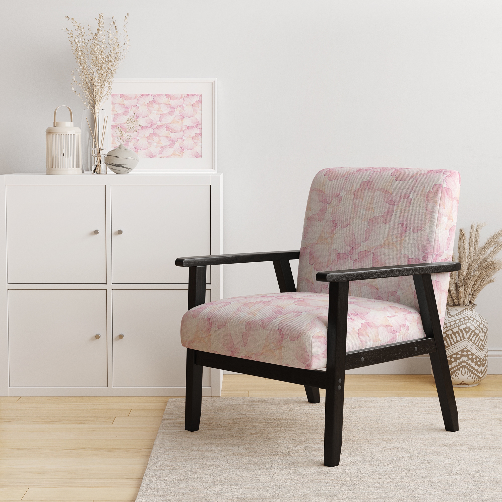 Pink cheap patterned armchair