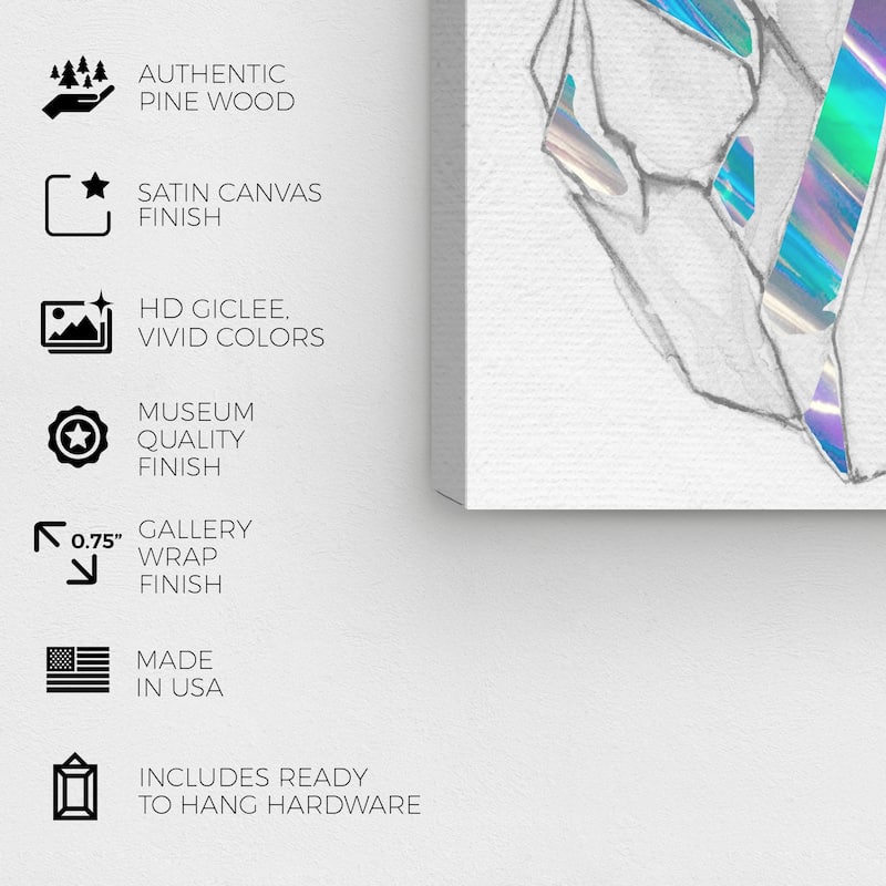 Wynwood Studio Canvas Fashion and Glam Quartz Holo Dream Gray and Metallic Silver Modern & Contemporary Wall Art Canvas Print